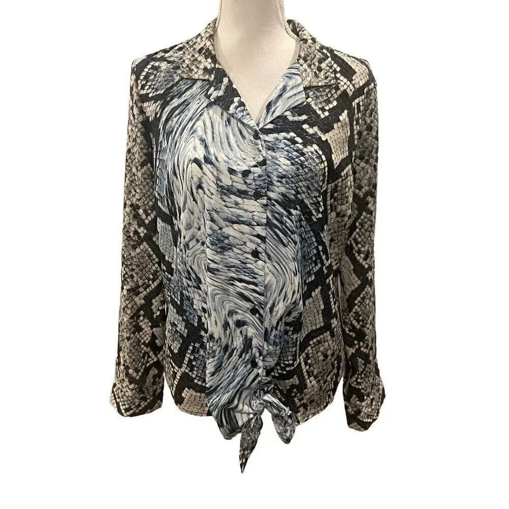 MICHAEL KORS Snake Print Button Down Blouse